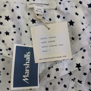 beachlunchlounge Tops - Black and White Star Button Down Shirt beachlunchlounge Tops - Black and White Star Button Down Shirt